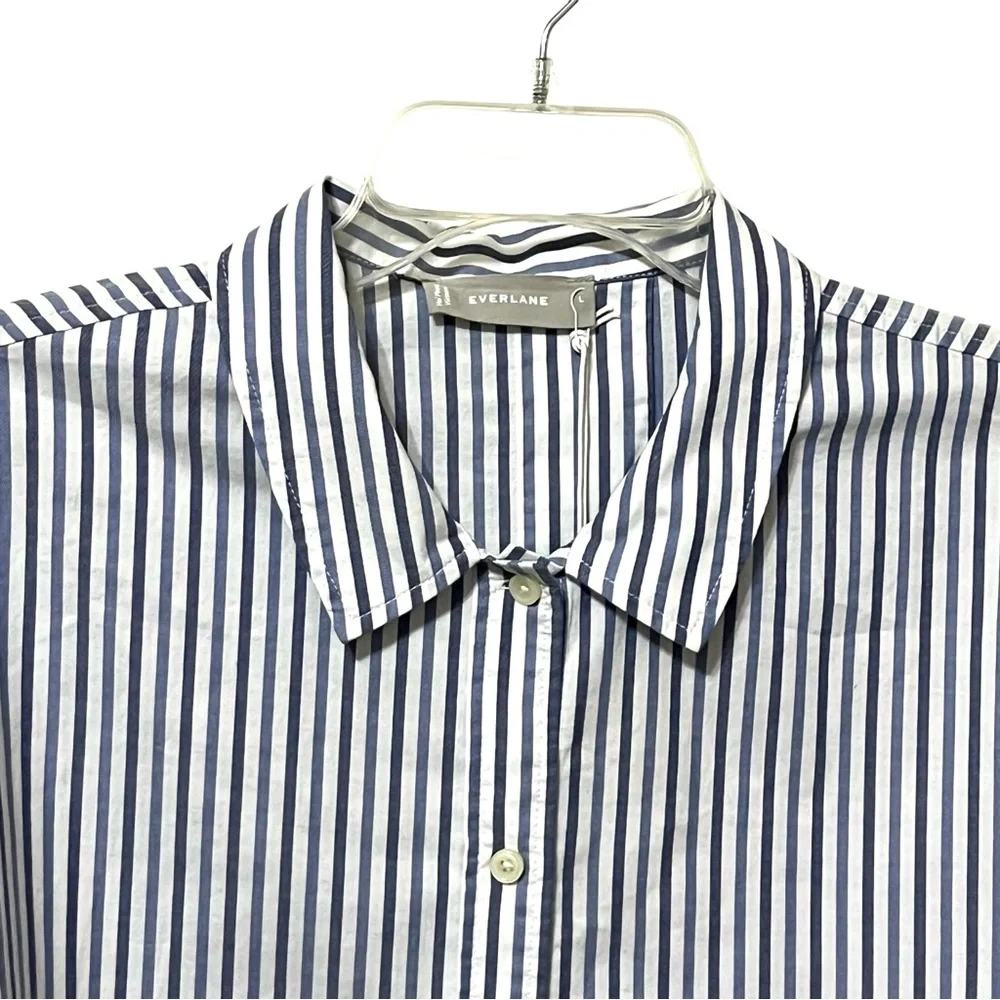 Everlane Boxy Striped Button Front Shirt Size Large New - Picture 4 of 12